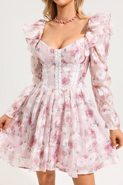 Floral Long Sleeve Mini Dress