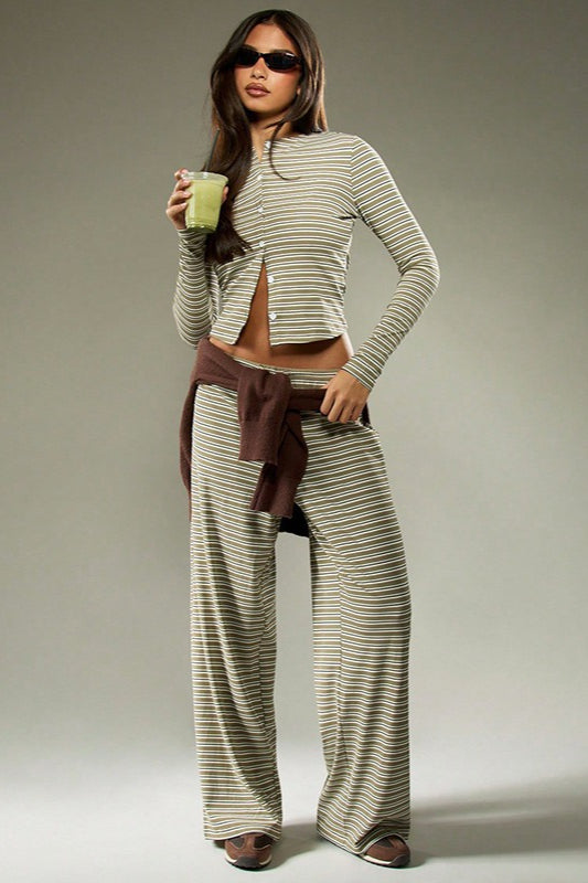 | Stripe Button Cord Two Piece Set