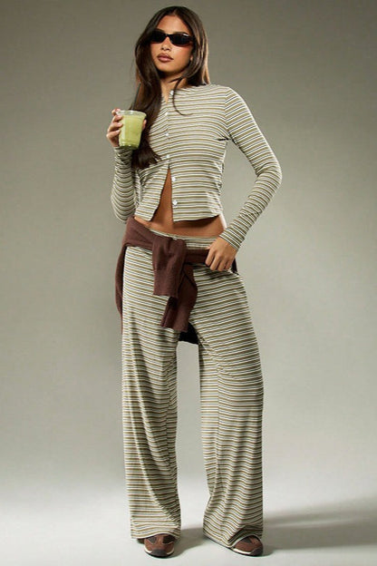 | Stripe Button Cord Two Piece Set