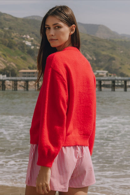Casual Solid Buttoned Long Sleeve Knit Cardigan