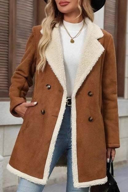 Suede Wool Blend Mid Length Overcoat