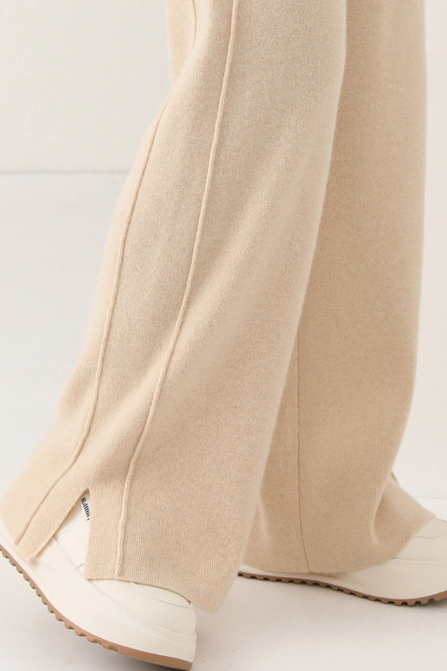 Wool Soft Straight Split Knit Pants
