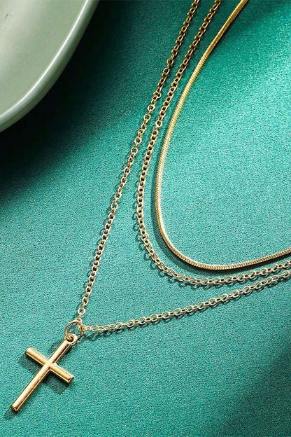 Layered Pendant Lock Chain Necklace