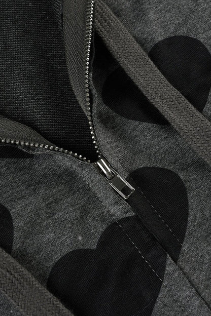 Heart Print Slim Fit Hoodie