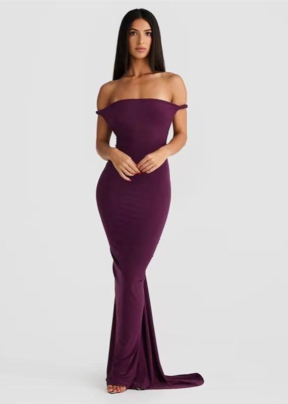One Shoulder Asymmetric Drape Twisted Strap Bodycon Maxi Dress
