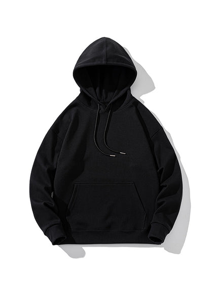 Men’s Solid Color Pure Cotton Drop Shoulder Oversized Hoodie