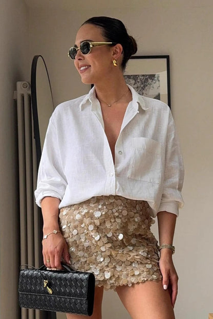 Chic Sequin Slip Mini Skirt