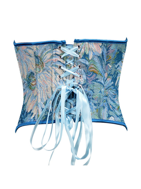 Oil Painting Print Tie Back Corset Top