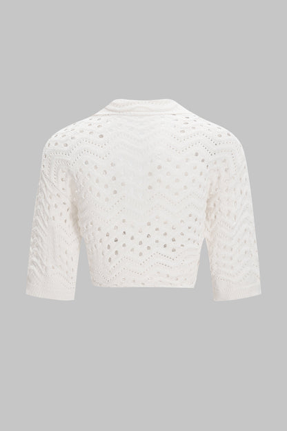 Knit Hollow Out Top And Trousers Set
