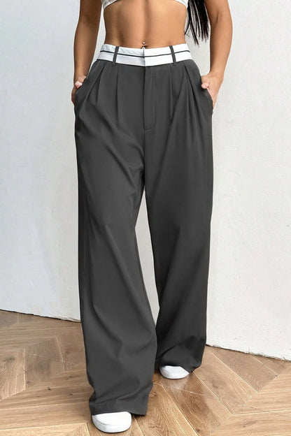 Contrast Comfort Relaxed Wide Leg Pants