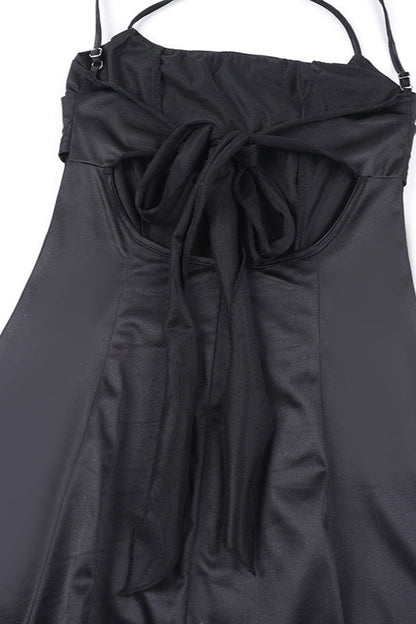 Satin Square Neck High Split Bodycon Party Dress