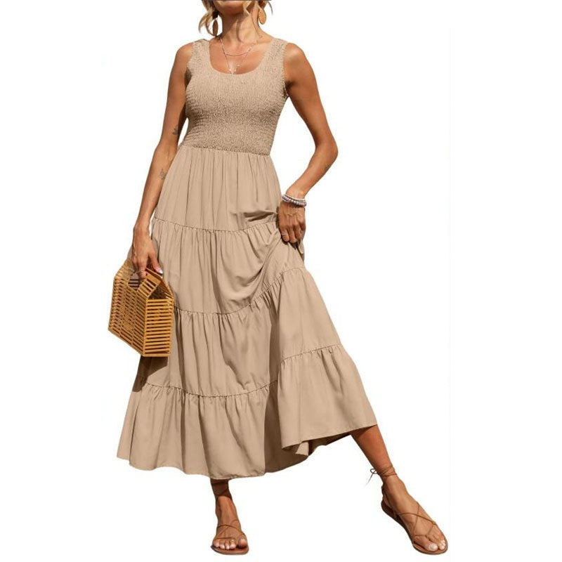 Solid Color Sleeveless Sling Swing Maxi Dress for Women