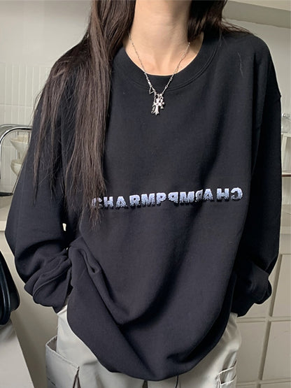 Simple Letter Print Loose Sweatshirt