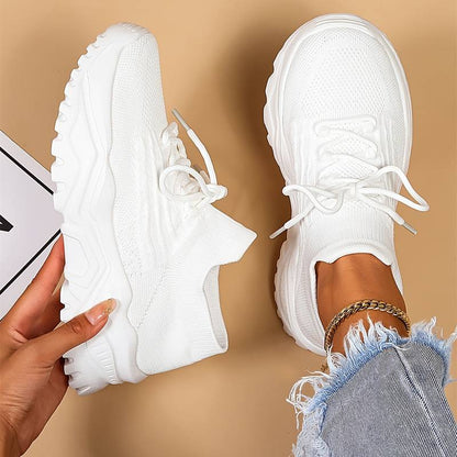 Women's Orthopedic White Lace-Up Sneakers – Comfortable Support Everyday Shoes