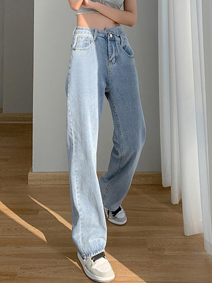 Irregular Design High Rise Boyfriend Jeans