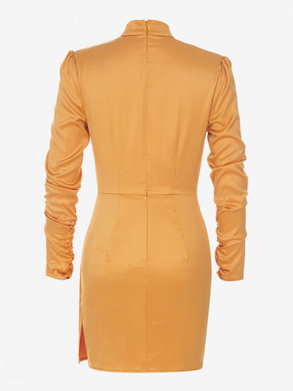 Birthday Mini Dresses Gold Long Sleeves Sash Short Dress