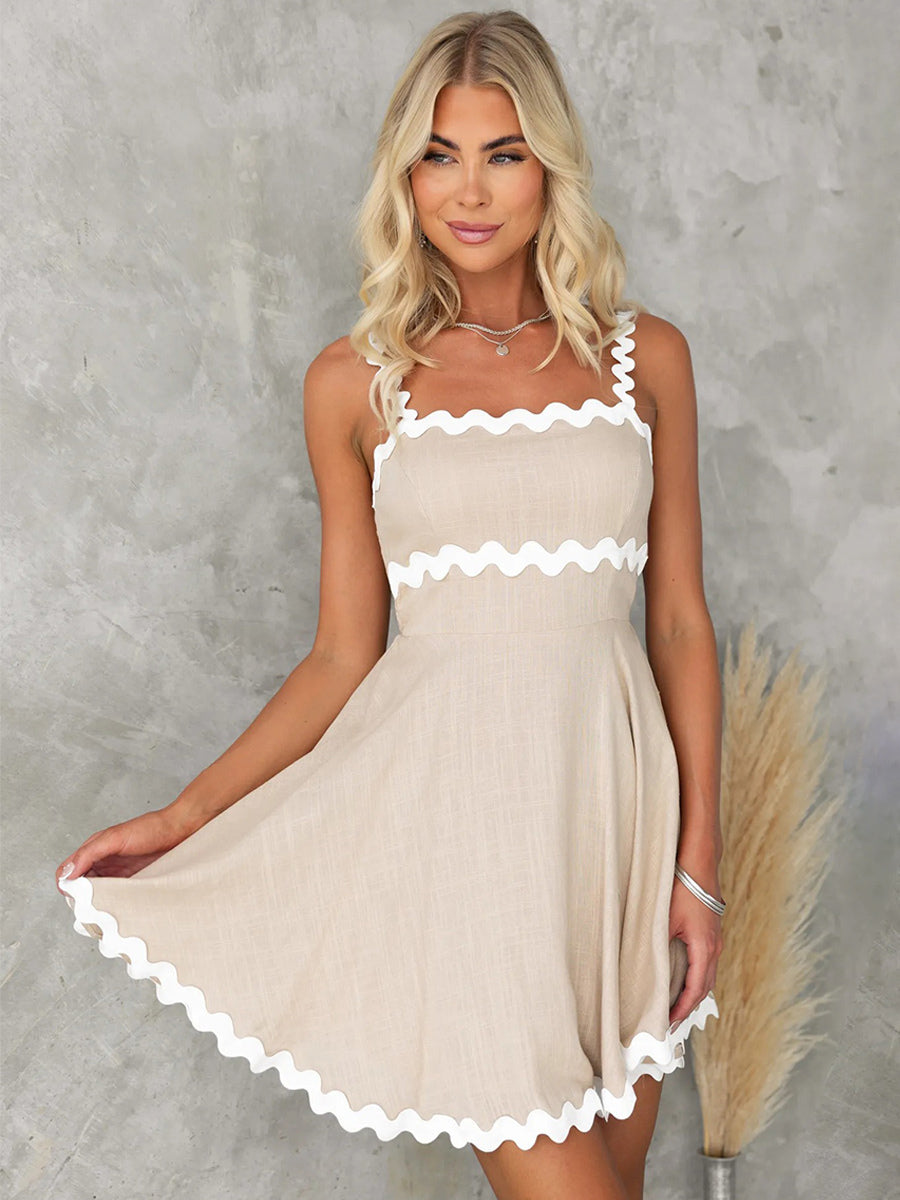 Two-Tone Dress Sleeveless Stretch Sexy Summer Mini Dresses