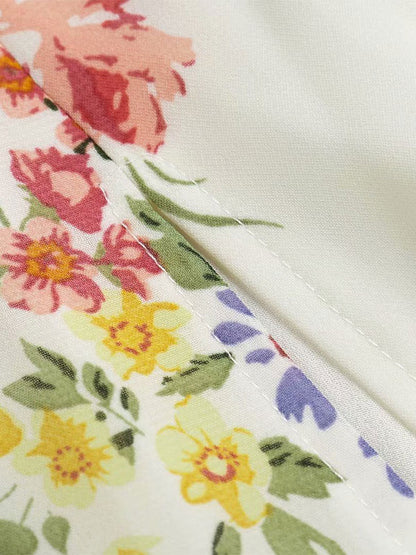 Floral Midi Dresses Floral Print Spaghetti Straps High-slit Split Front Straps Neck Sleeveless Zipper Front Slit Sexy Summer Medium Dress