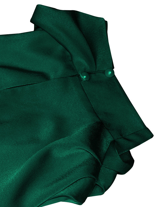 Sleeveless Solid Color Halter-Neck Midi Dresses