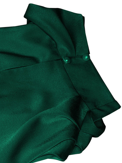 Sleeveless Solid Color Halter-Neck Midi Dresses