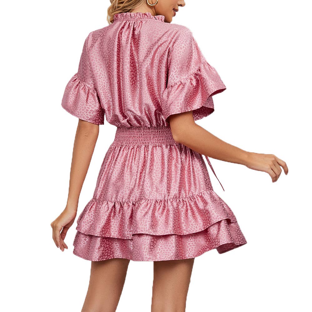 Ruffles Short Sleeve Swing Mini Dress for Women