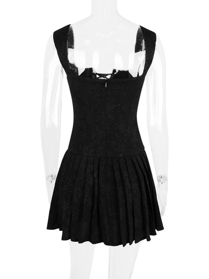 Summer Dress Mini Dresses Black Straps Neck Lace Up Polyester Beach Dress