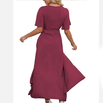 Elegant Bohemian V-Neck Slit Maxi Dress for All Occasions