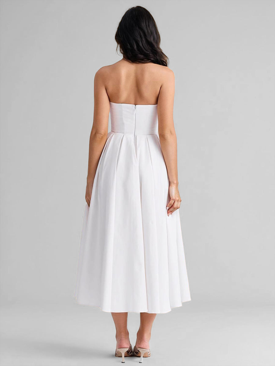 Party Dress Off The Shoulder Backless A-Line Elegant Midi Dress