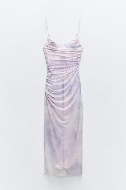 Mesh Sweetheart Neck Sleeveless Midi Dress