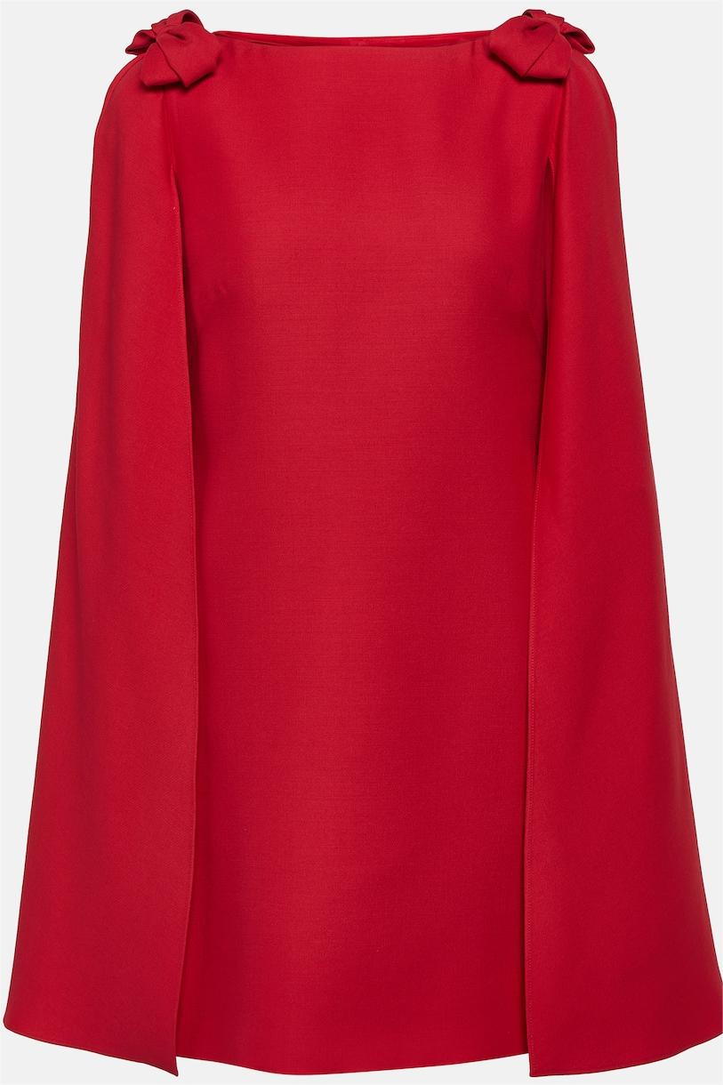 Bow Solid Cape Mini Dress