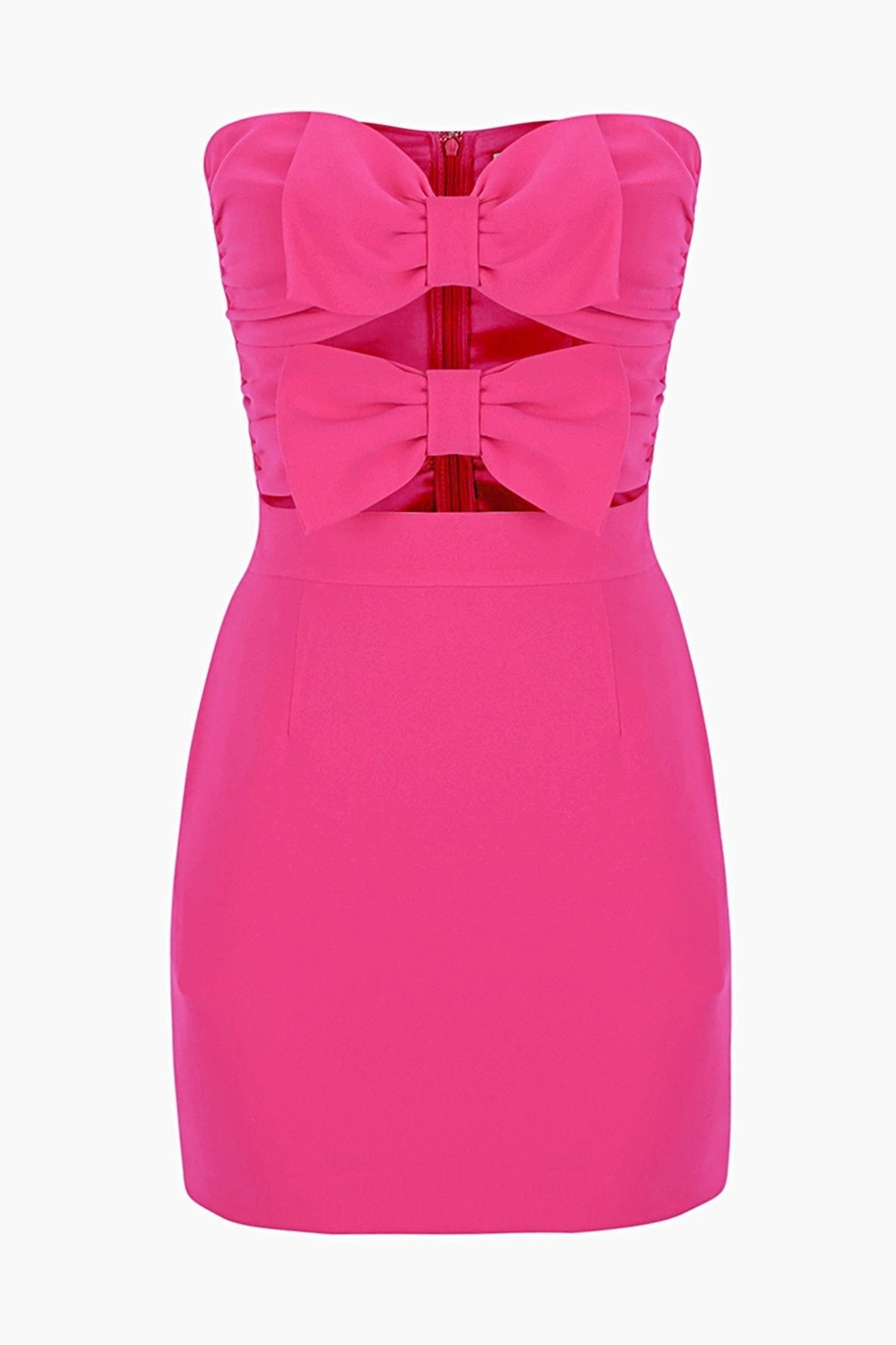 Strapless Double Bow Cutout Bodycon Mini Dress