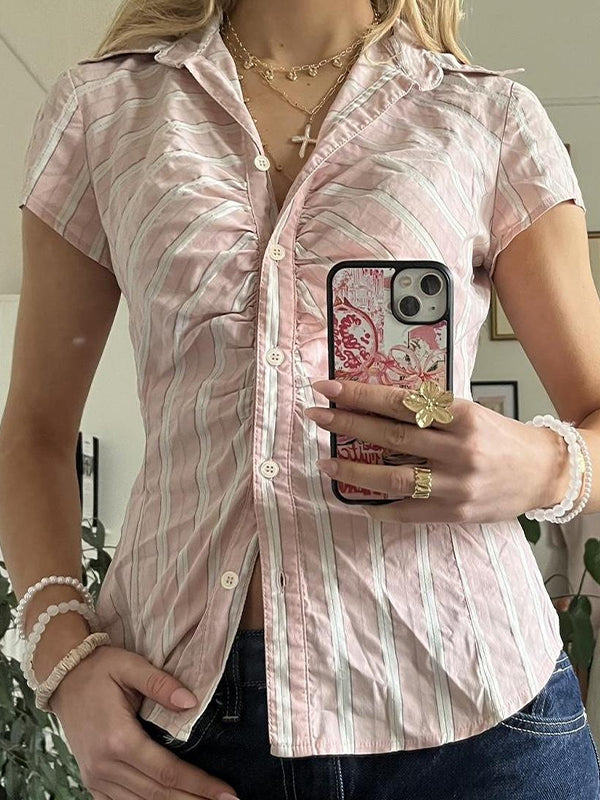 Striped Short Sleeves Shirts