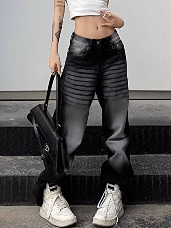 Washed Ombre Dangle Boyfriend Jeans
