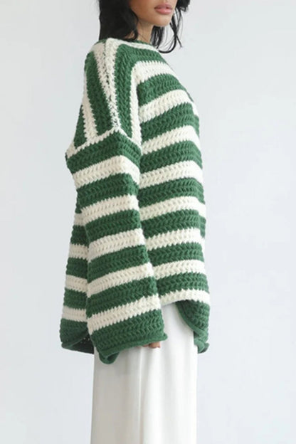 Striped Knit Casual Loose Sweater