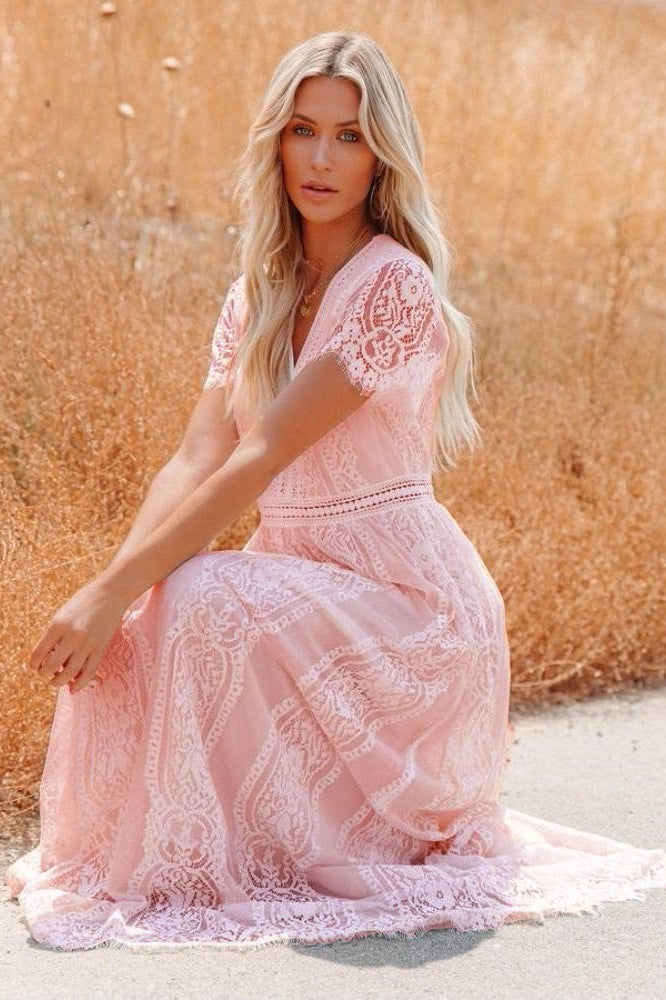 | Sheer V Neck Bodycon Maxi Dress