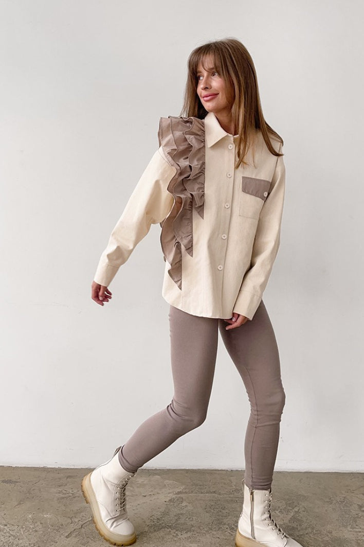 Asymmetrical Color Block Blouse