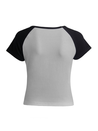 Raglan Sleeves Printed Short Sleeve Tee