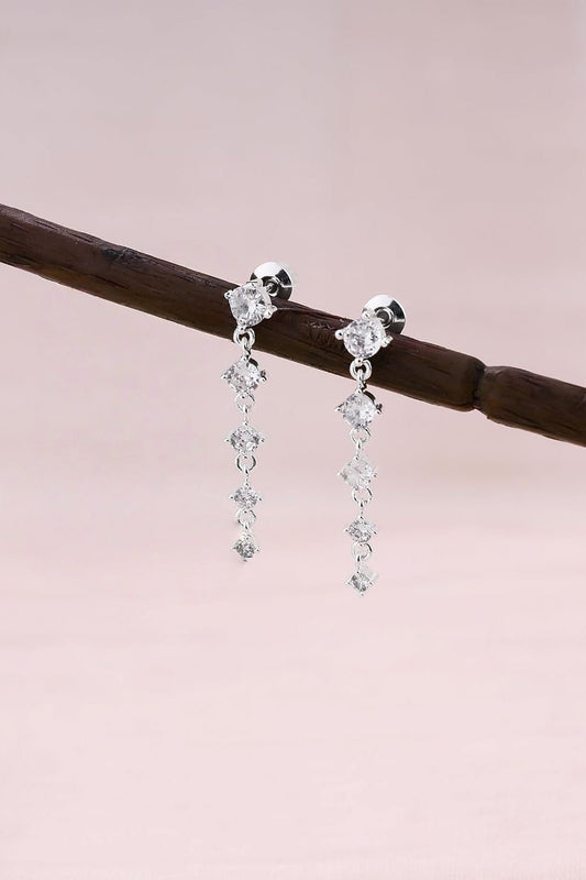 Sterling Silver Zirconia Pearl Stud Earrings