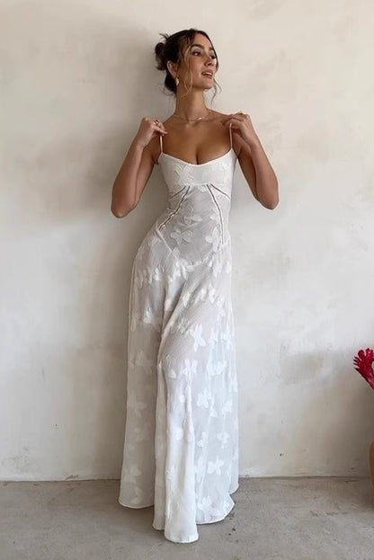 Elegant White Maxi Boho Dress