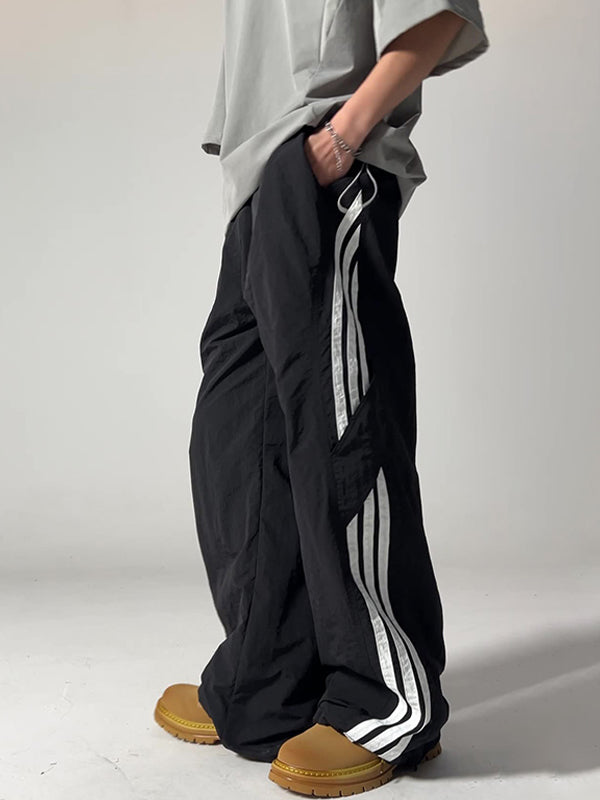 Stripe Print Wide Leg Pants
