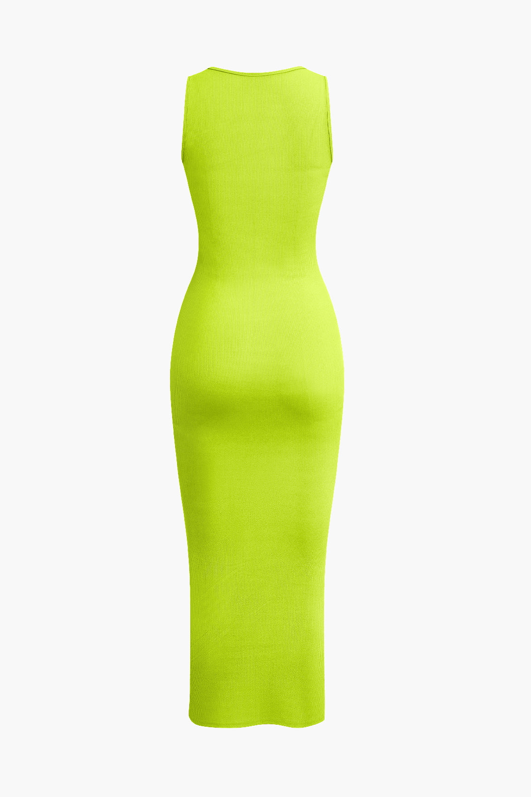 Ribbed Knit Scoop Neck Sleeveless Bodycon Midi Dress