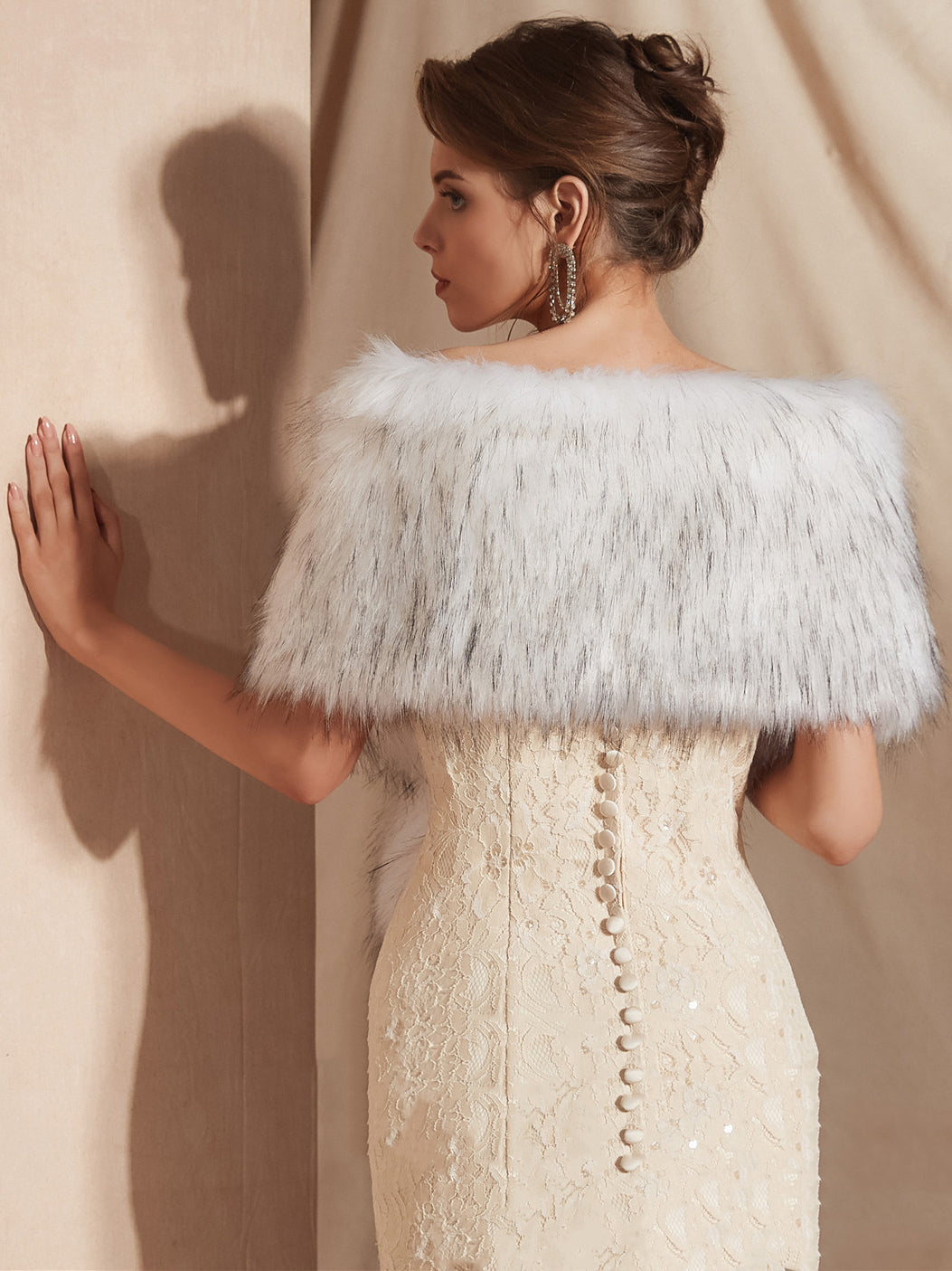 Wedding Cape Faux Fur Shawl Wrap Bridal Winter Warm Cover Ups