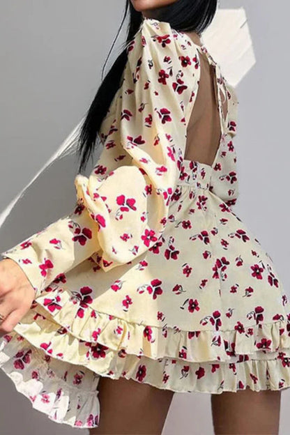 Floral Long Sleeve Party Dress