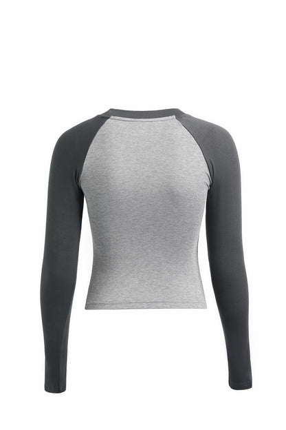 Raglan Sleeve Rib Crop Top