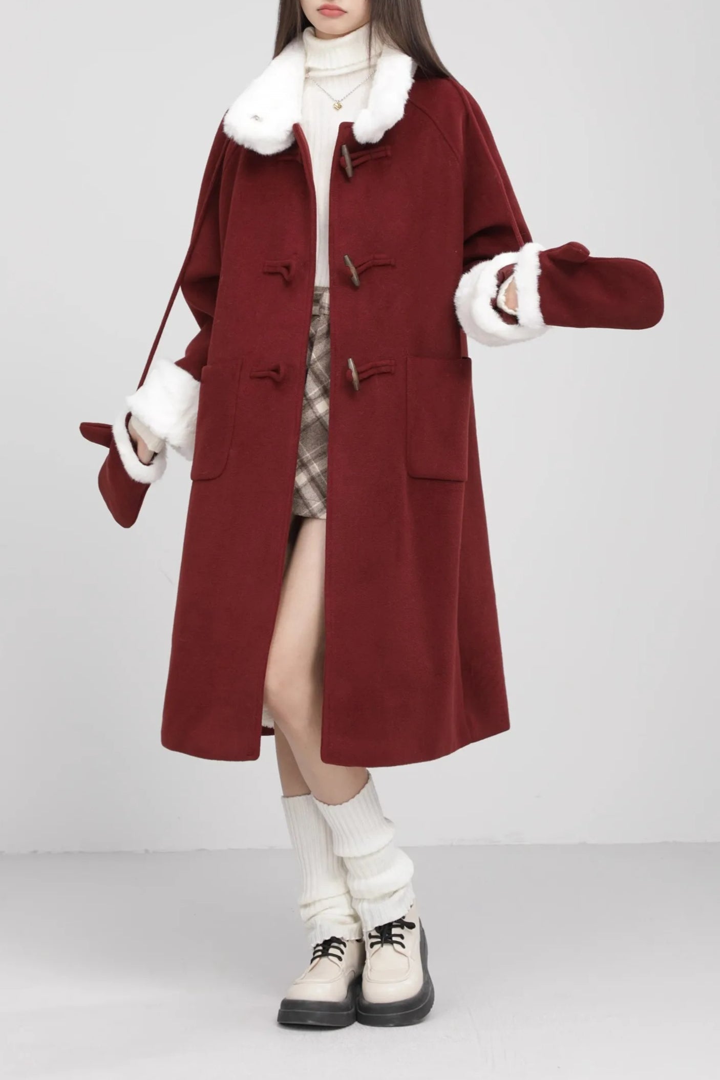 Retro Patchwork Horn Button Overcoat