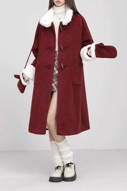 Retro Patchwork Horn Button Overcoat