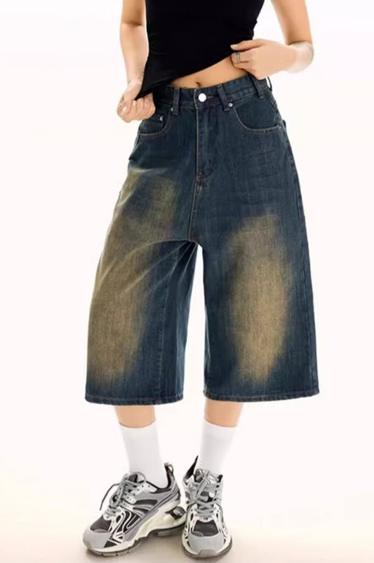 Vintage Cropped Wide High Waist Relaxed Jeans