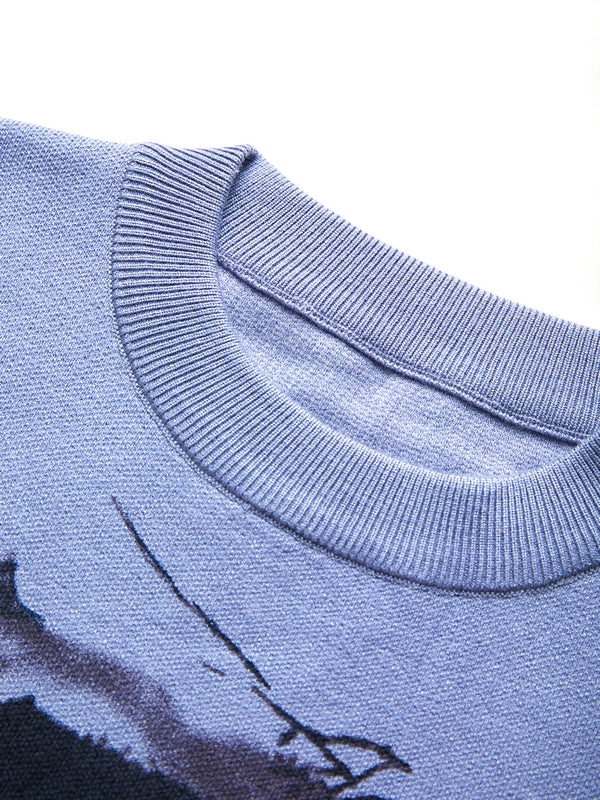 Portrait Jacquard Baggy Sweater
