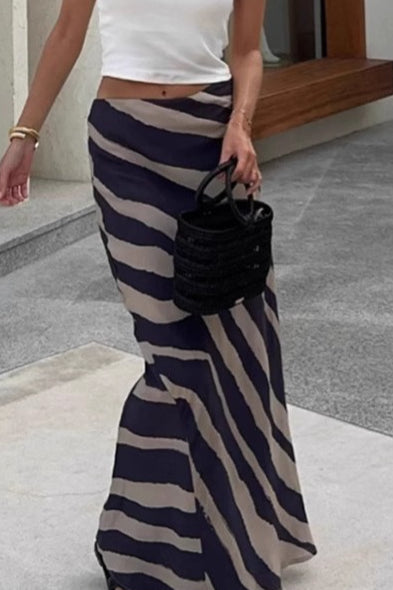High-Waist Zebra Maxi Skirt