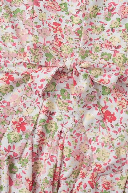 Floral Print Oversized Eyelet Lace Collar Puff Sleeve Tiered Hem Mini Dress